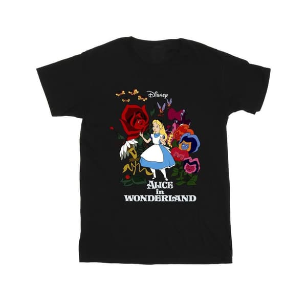 Disney Girls Alice In Wonderland Flowers Cotton T-Shirt