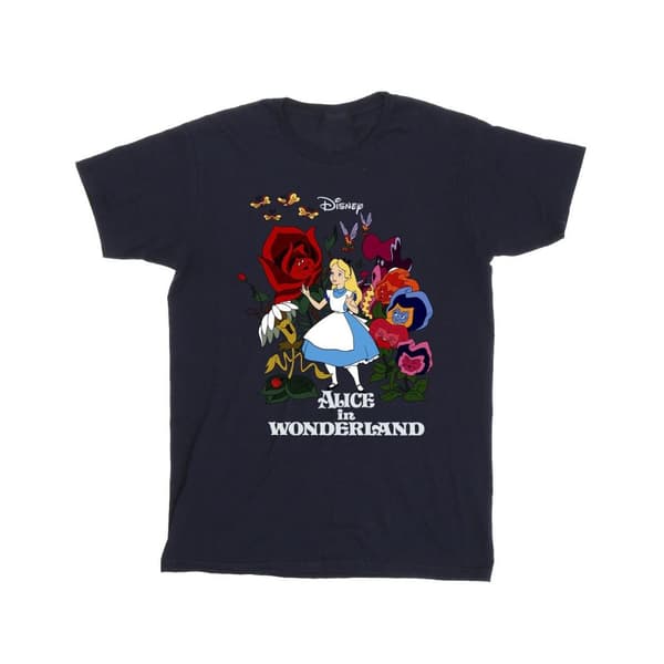 Disney Girls Alice In Wonderland Flowers Cotton T-Shirt