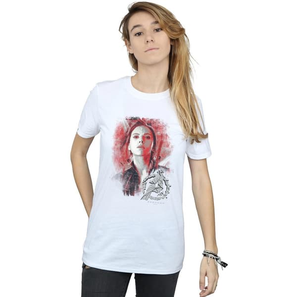 Marvel Dam/Tjej Avengers Endgame Black Widow Boyfriend T-shirt i borstad bomull