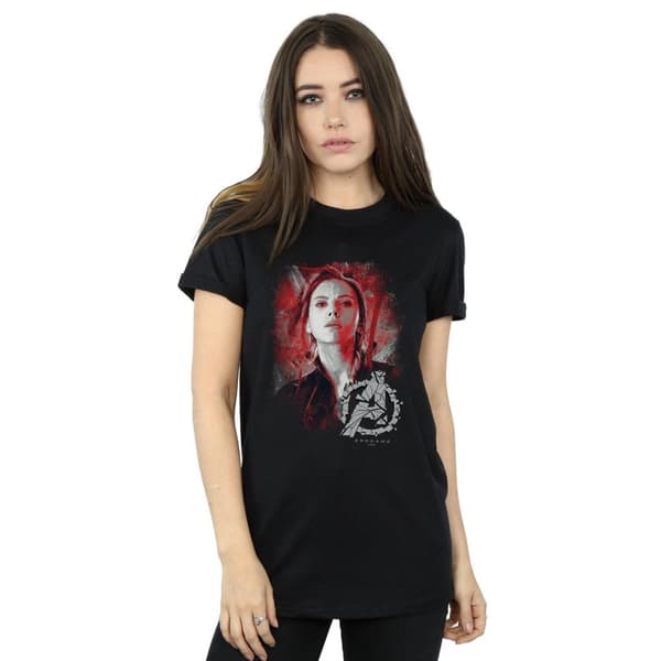 Marvel Dam/Tjej Avengers Endgame Black Widow Boyfriend T-shirt i borstad bomull