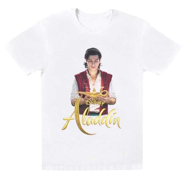 Disney T-shirt i bomull med foto av Aladdin från Aladdin-filmen för flickor