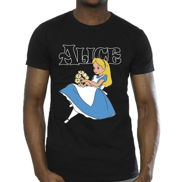 Disney Mens Alice In Wonderland Flowers T-Shirt