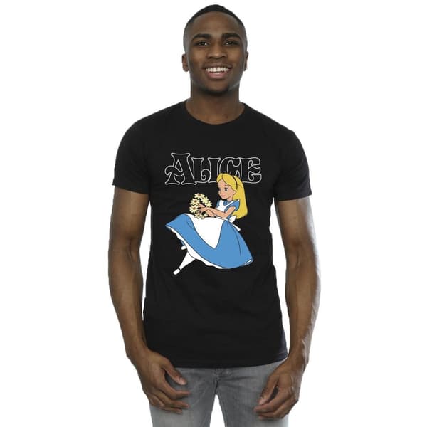 Disney Mens Alice In Wonderland Flowers T-Shirt