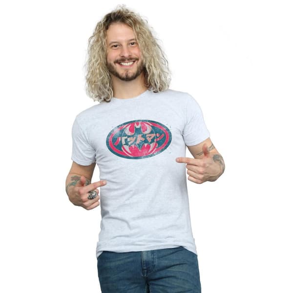 DC Comics Mens Batman Japanese Logo Red T-Shirt