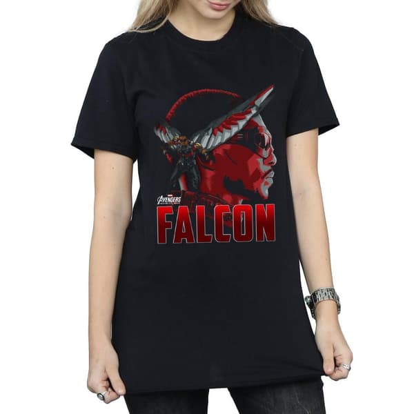 Marvel Dam/kvinnor Avengers Infinity War Falcon Character Boyfriend T-shirt i bomull