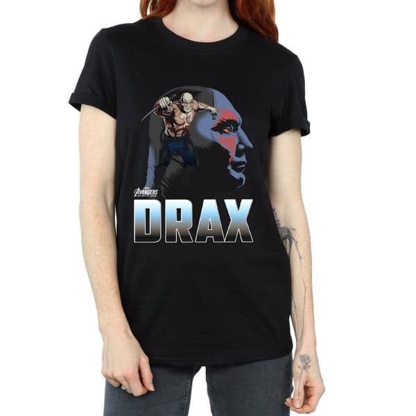 Marvel Womens/Ladies Avengers Infinity War Drax Character Cotton Boyfriend T-Shirt