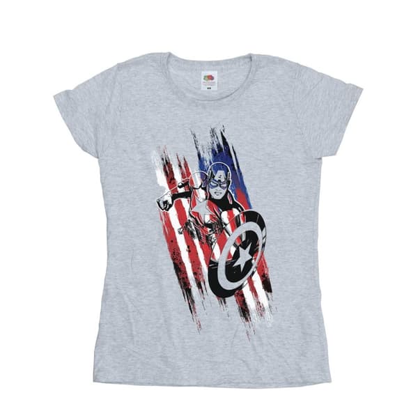 Marvel Womens/Ladies Avengers Captain America Streaks Cotton T-Shirt