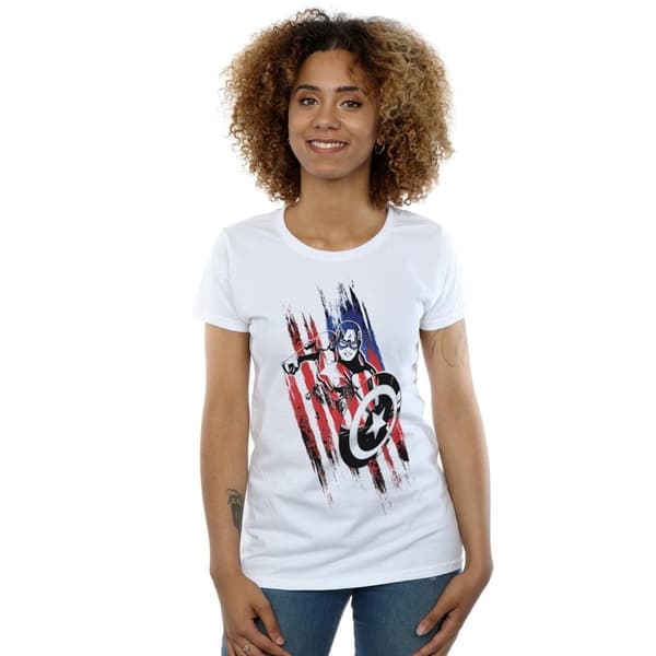 Marvel Womens/Ladies Avengers Captain America Streaks Cotton T-Shirt
