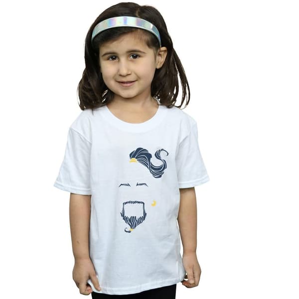 Disney T-shirt i bomull med blått ansikte för flickor - Aladdin-filmen Genie