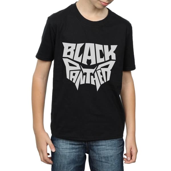 Marvel Black Panther t-shirt med ord och emblem för pojkar