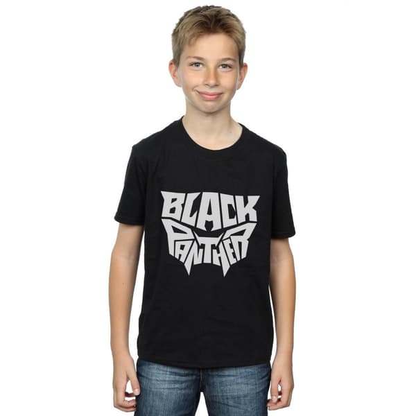 Marvel Black Panther t-shirt med ord och emblem för pojkar