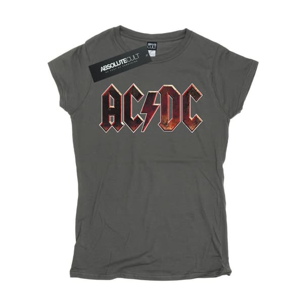 AC/DC Dam/Tjej Raw T-shirt i bomull med distressed logotyp