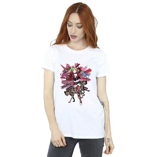 DC Comics Womens/Ladies Harley Quinn Hyenas Cotton Boyfriend T-Shirt