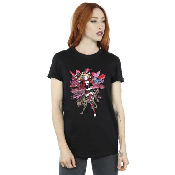 DC Comics Womens/Ladies Harley Quinn Hyenas Cotton Boyfriend T-Shirt