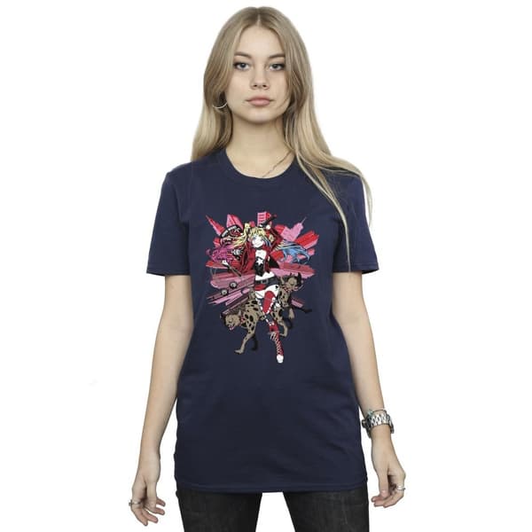DC Comics Womens/Ladies Harley Quinn Hyenas Cotton Boyfriend T-Shirt