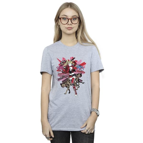 DC Comics Womens/Ladies Harley Quinn Hyenas Cotton Boyfriend T-Shirt