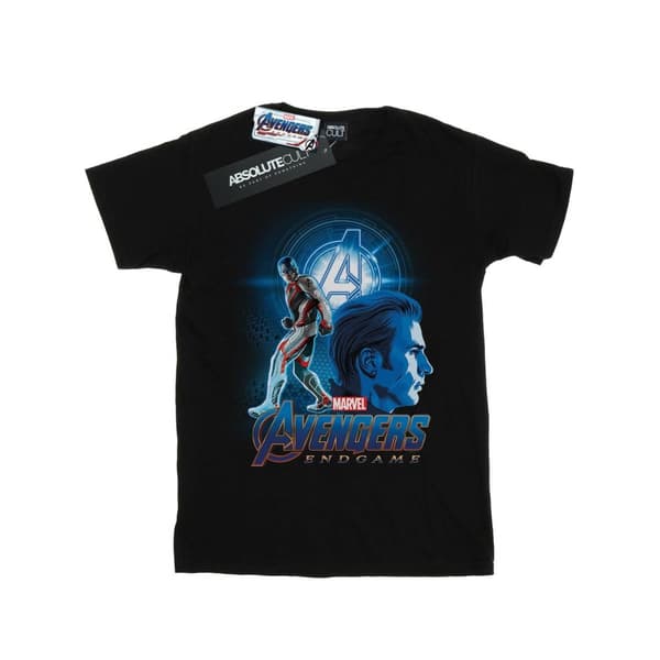 Marvel Girls Avengers Endgame Captain America Team Suit Cotton T-Shirt Black 7-8 Years