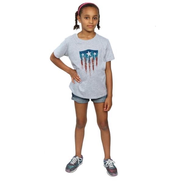 Marvel T-shirt i bomull med Captain America-flagga och sköld för flickor