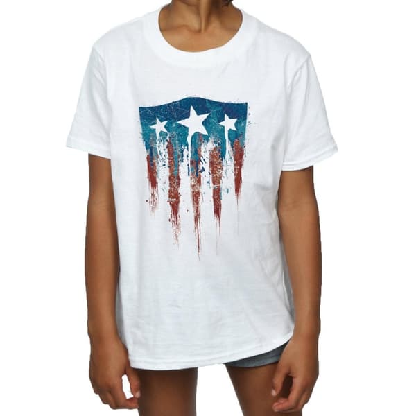 Marvel T-shirt i bomull med Captain America-flagga och sköld för flickor