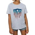 Miniatyrbild 3 av 5: Marvel T-shirt i bomull med Captain America-flagga och sköld för flickor