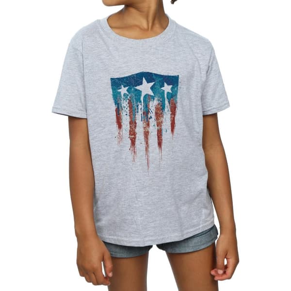 Marvel T-shirt i bomull med Captain America-flagga och sköld för flickor