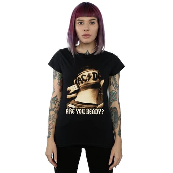 AC/DC Dam/kvinnor Are You Ready Hair Shave Bomulls-T-shirt