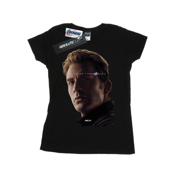 Marvel Womens/Ladies Avengers Endgame Avenge The Fallen Captain America Cotton T-Shirt Black M