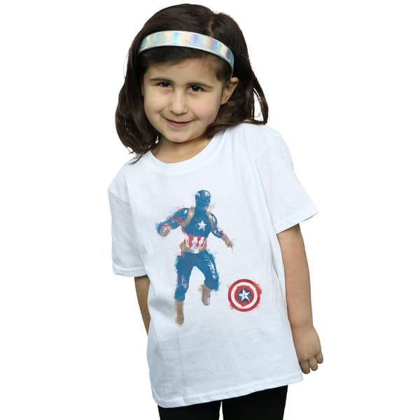 Marvel T-shirt i bomull med målad Captain America från Avengers Endgame för tjejer
