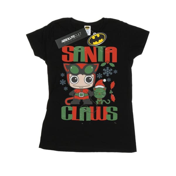 DC Comics Dam/kvinnor Chibi Catwoman Santa Claws - T-shirt i bomull Black XL