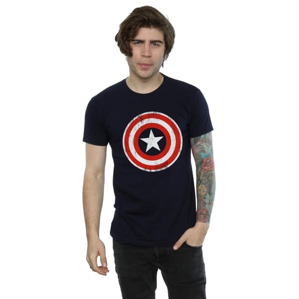 Marvel Mens Captain America Cracked Shield T-Shirt