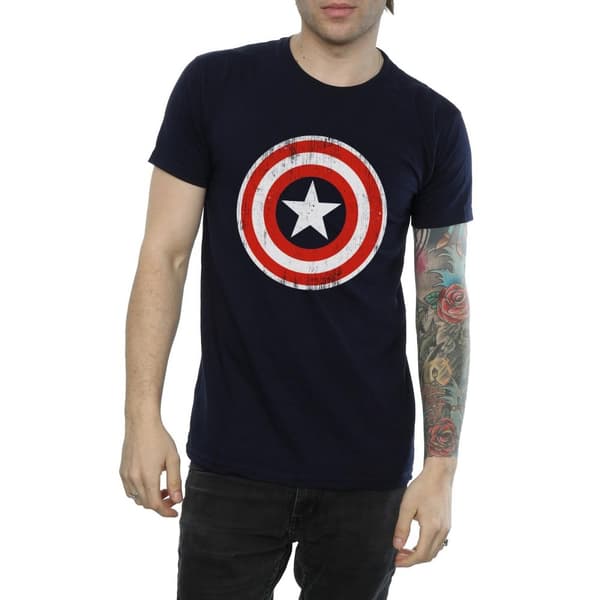 Marvel Mens Captain America Cracked Shield T-Shirt