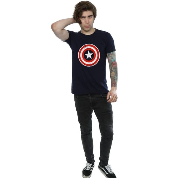 Marvel Mens Captain America Cracked Shield T-Shirt