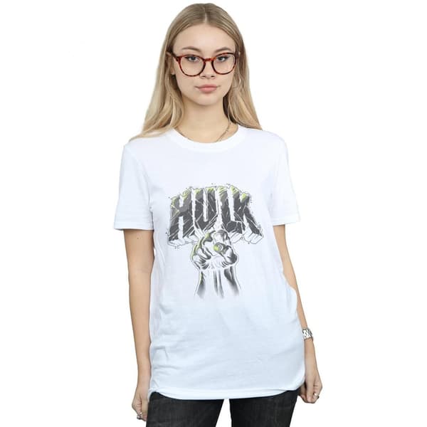 Marvel Womens/Ladies Hulk Punch Logo Cotton Boyfriend T-Shirt