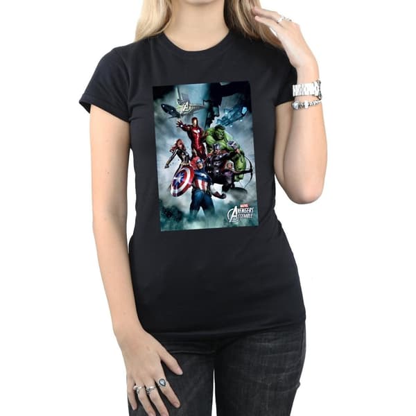 Marvel Womens/Ladies Avengers Assemble Team Montage Cotton T-Shirt