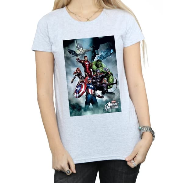 Marvel Womens/Ladies Avengers Assemble Team Montage Cotton T-Shirt