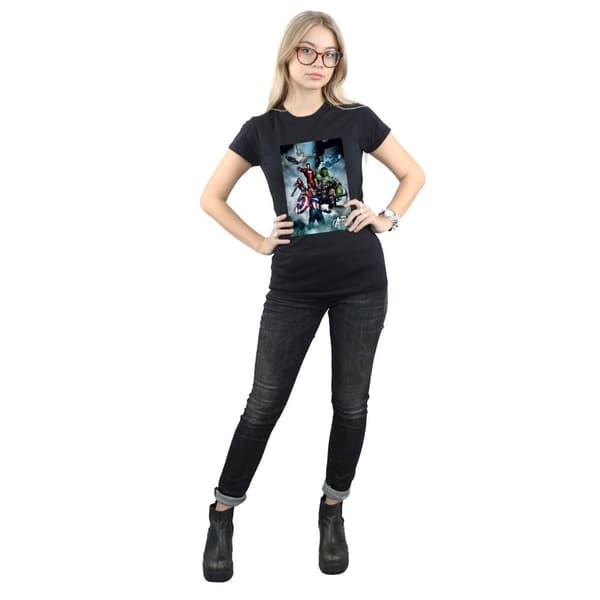 Marvel Womens/Ladies Avengers Assemble Team Montage Cotton T-Shirt