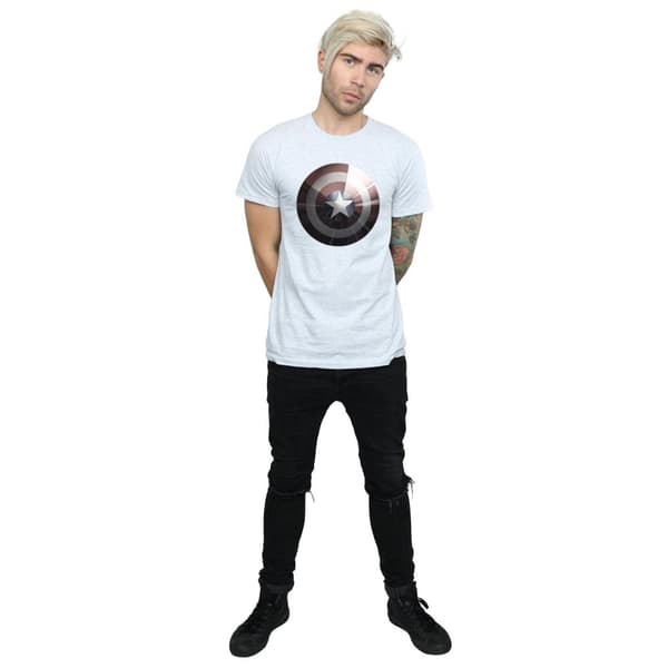 Marvel Mens Captain America Shield Shiny T-Shirt
