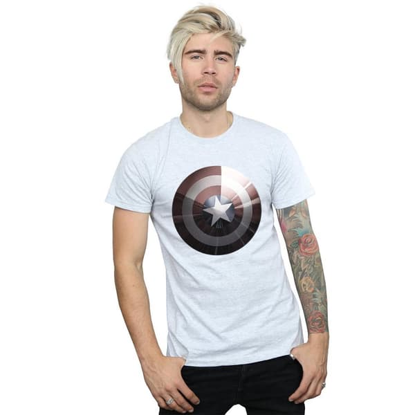 Marvel Mens Captain America Shield Shiny T-Shirt