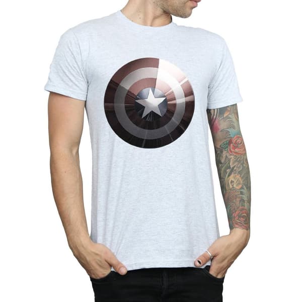 Marvel Mens Captain America Shield Shiny T-Shirt