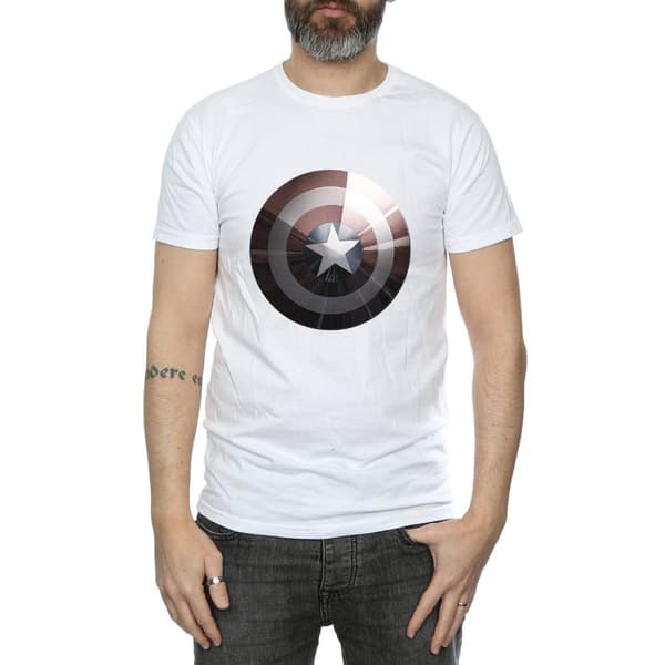 Marvel Mens Captain America Shield Shiny T-Shirt