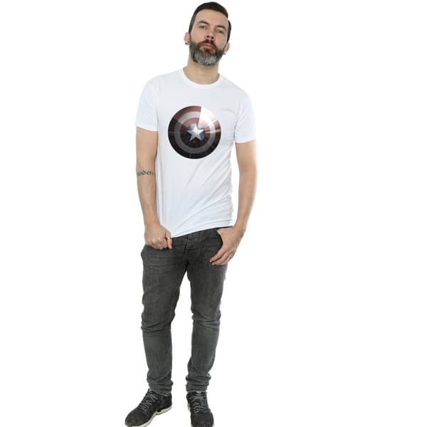 Marvel Mens Captain America Shield Shiny T-Shirt