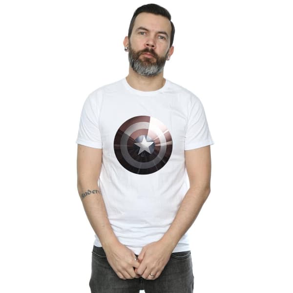 Marvel Mens Captain America Shield Shiny T-Shirt