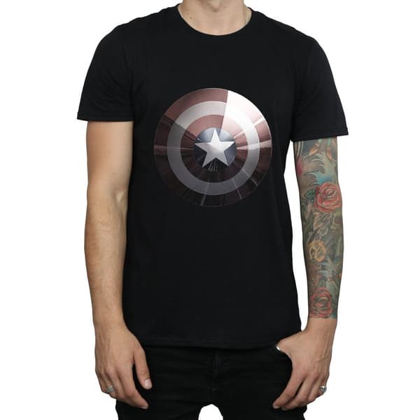 Marvel Mens Captain America Shield Shiny T-Shirt