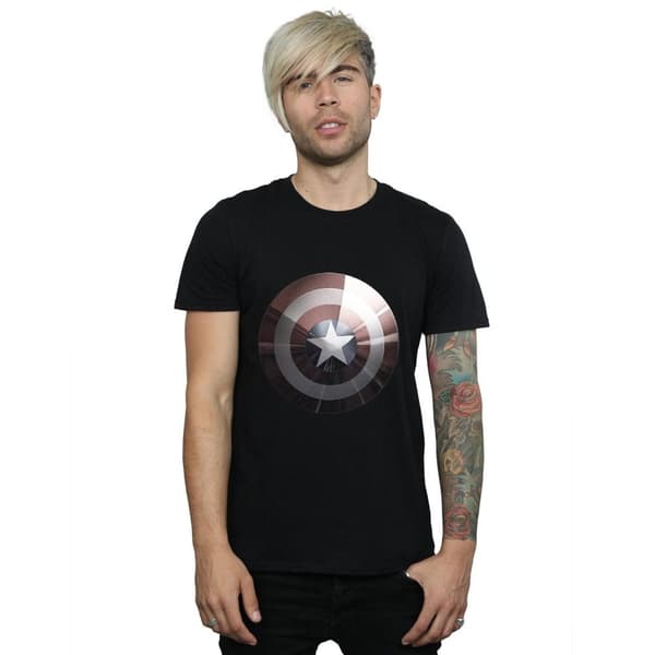 Marvel Mens Captain America Shield Shiny T-Shirt