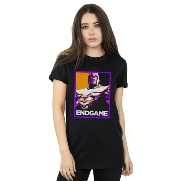 Marvel Dam/kvinnor Avengers Endgame Thanos Poster Boyfriend T-shirt i bomull