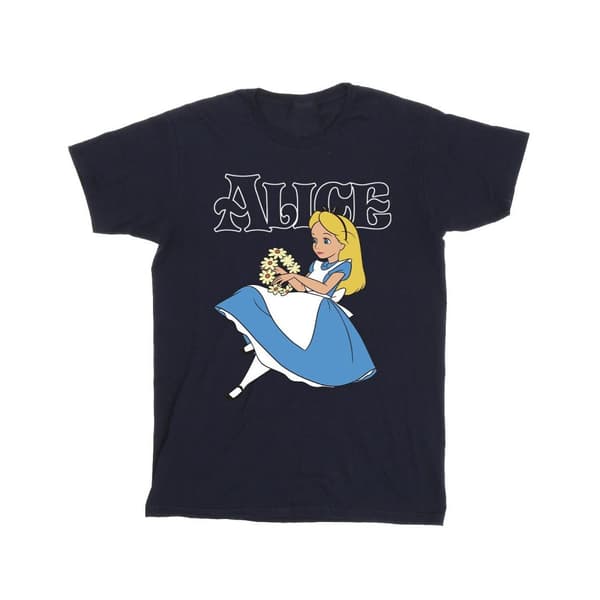 Disney T-shirt i bomull med blommor från Alice i underlandet