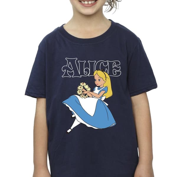 Disney T-shirt i bomull med blommor från Alice i underlandet