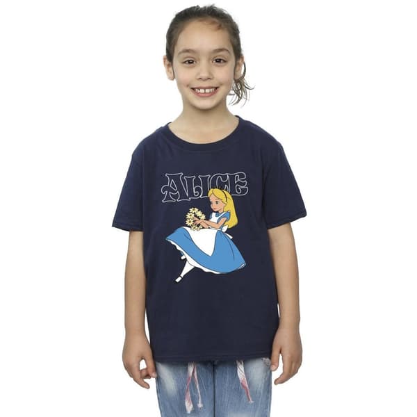 Disney T-shirt i bomull med blommor från Alice i underlandet