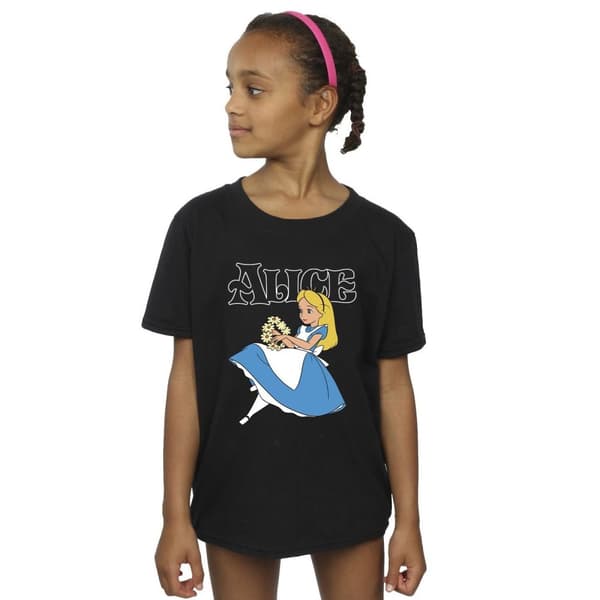 Disney T-shirt i bomull med blommor från Alice i underlandet