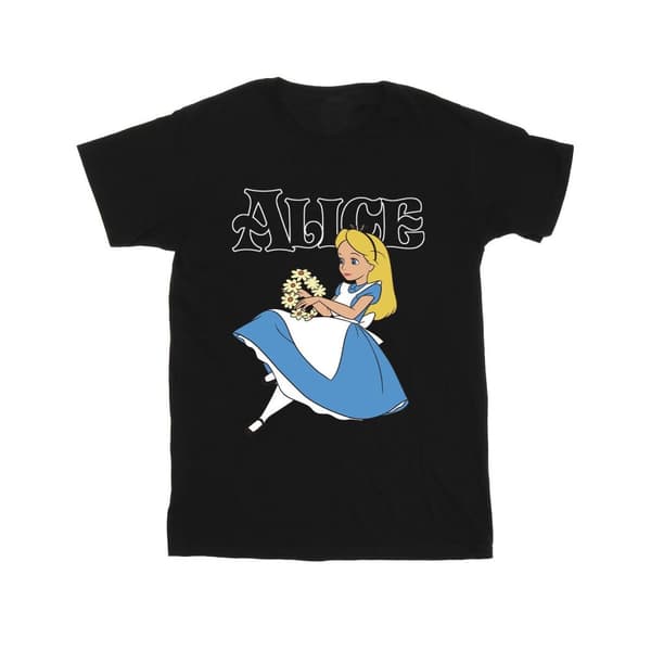 Disney T-shirt i bomull med blommor från Alice i underlandet